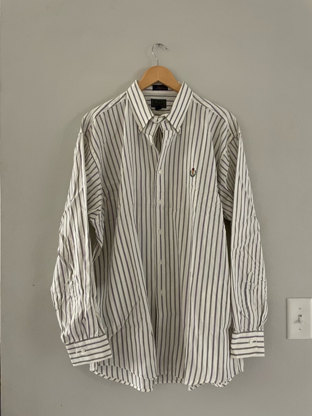 Men's Chaps x Ralph Lauren White & Purple Striped Button-Up Shirt